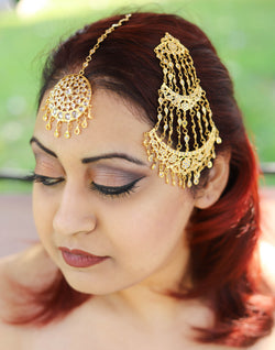 6 carat gold plated polki  Hyderabadi tikka and jhoomar