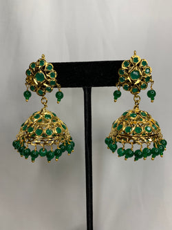 Green gold polki earrings