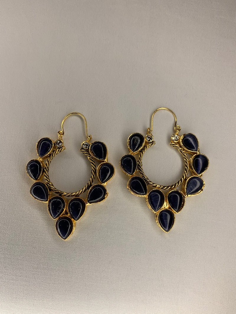 Farshee Navy Blue Hoop Earring